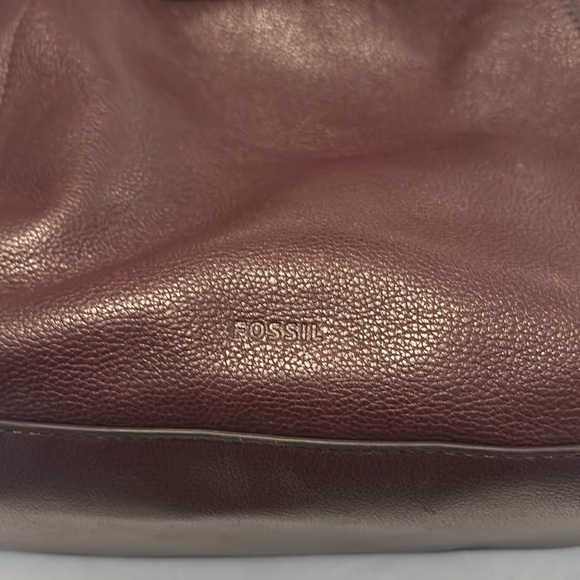 VTG Fossil Bordeaux Talia Hobo bag or crossbody suede & pebbled leather studded - Picture 12 of 16